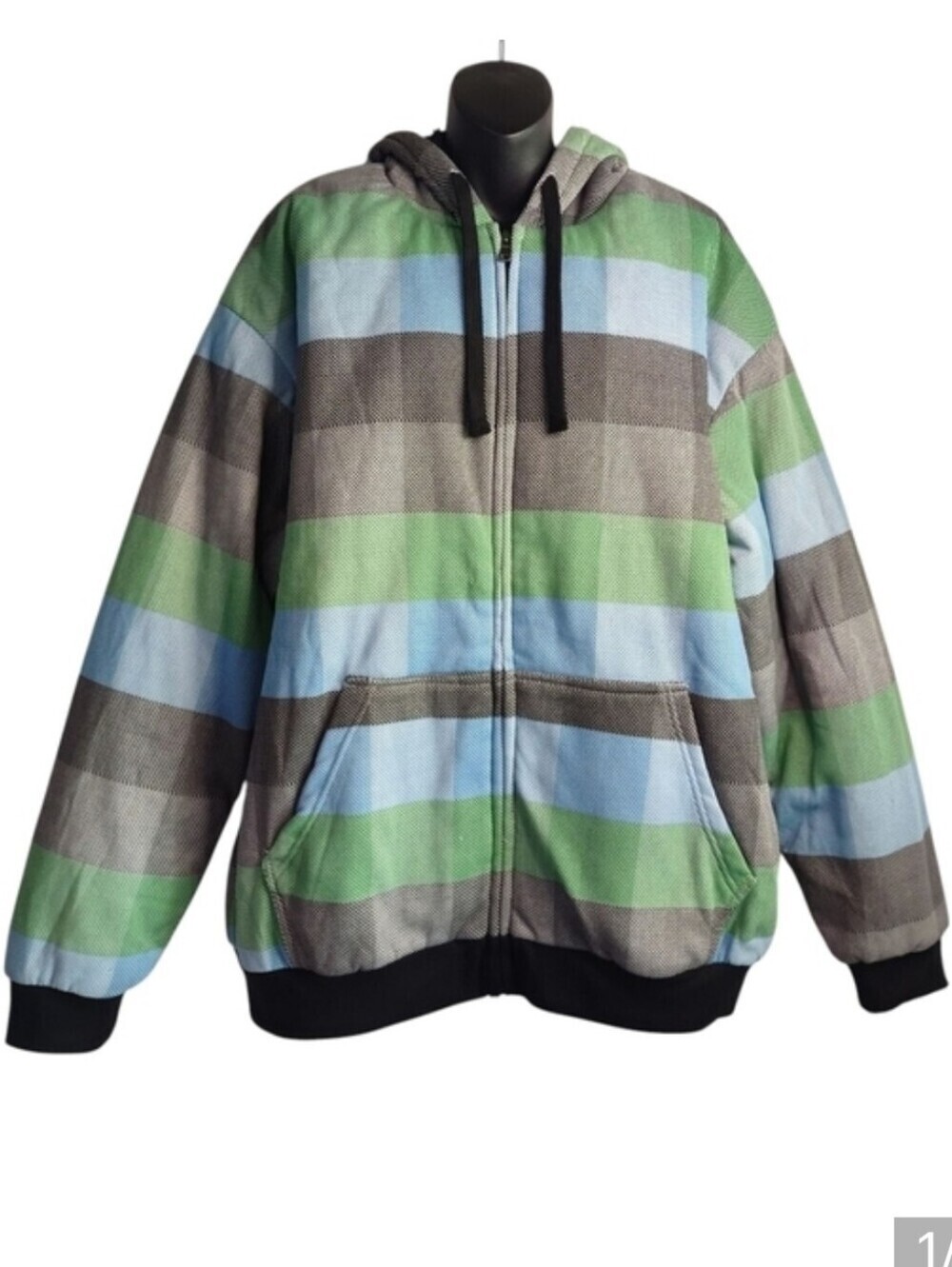 Original Deluxe Mens Hooded Jacket Multicolor Plaid Faux Sherpa Lined Sz 3XL NWT